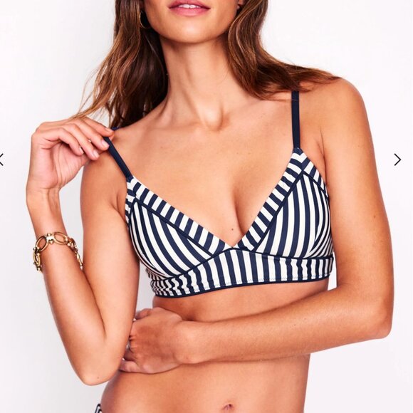 Navy and White Striped Bikini Top - Picture 1 of 4